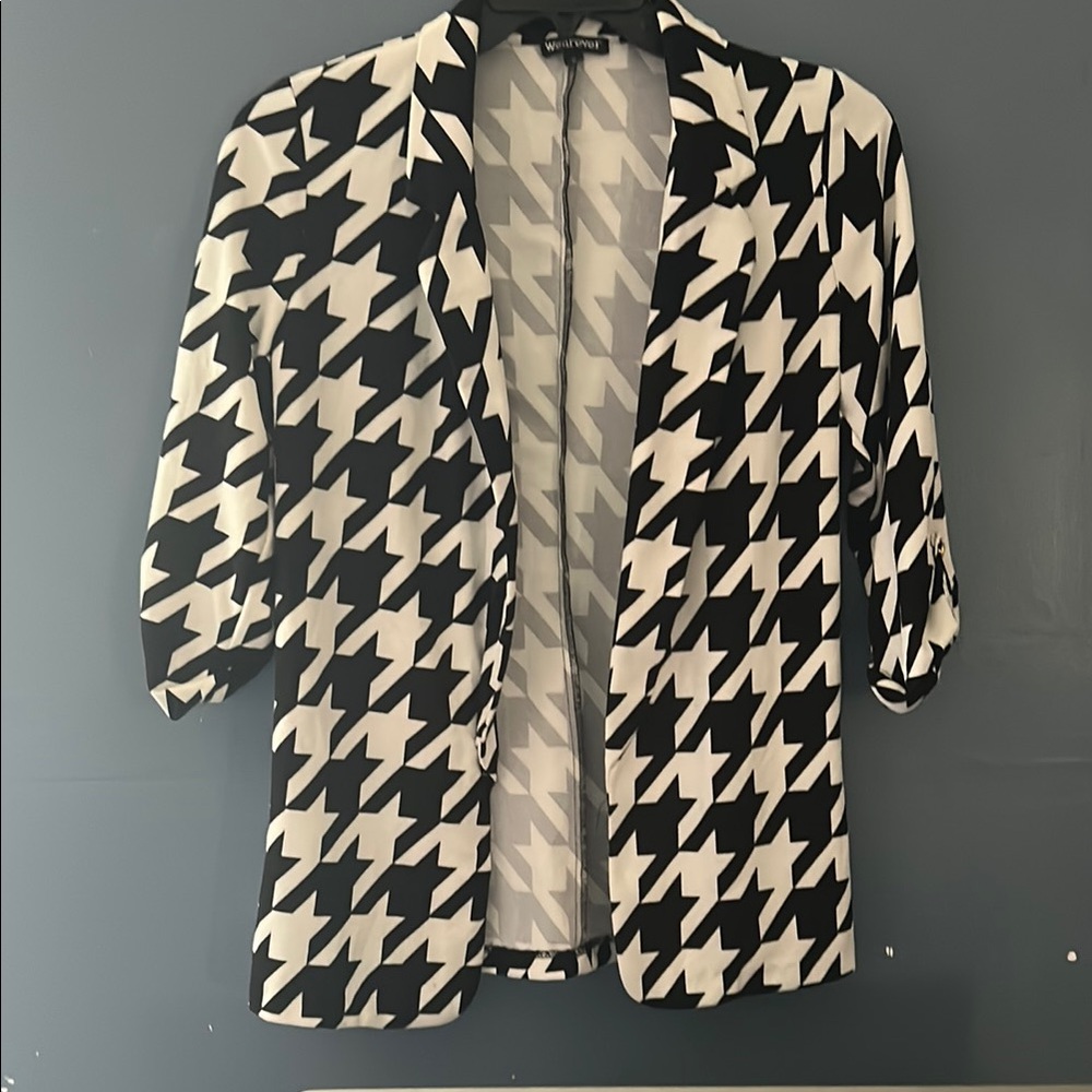 Black and White Houndstooth Women's Jacket